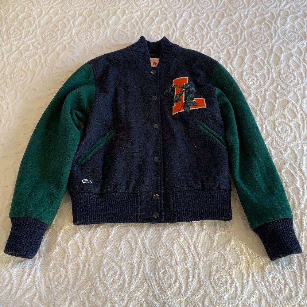 RARE Lacoste Live Varsity Letterman Bomber Jacket